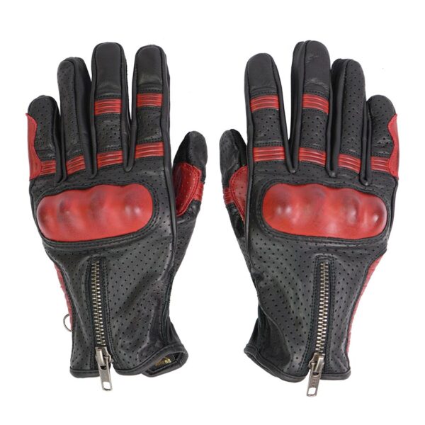Duo de guantes de moto vista trasera Gloves Amsterdam Man negro y rojo