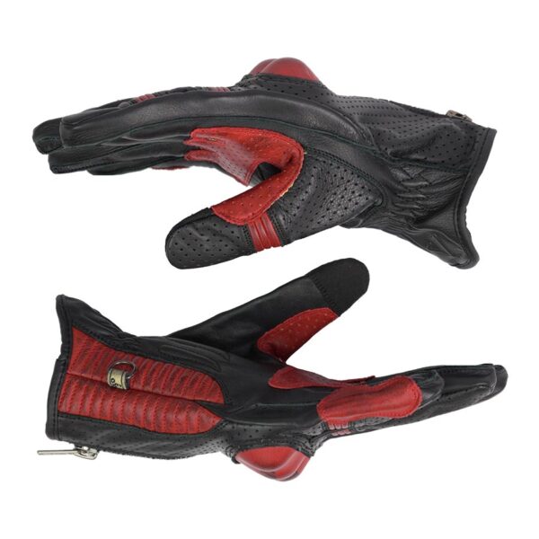 Duo de guantes de moto vista lateral Gloves Amsterdam Man negro y rojo