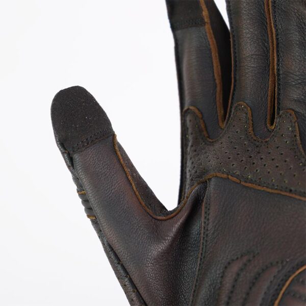 Guante moto Gloves Amsterdam Man marrón oscuro detalle dedo