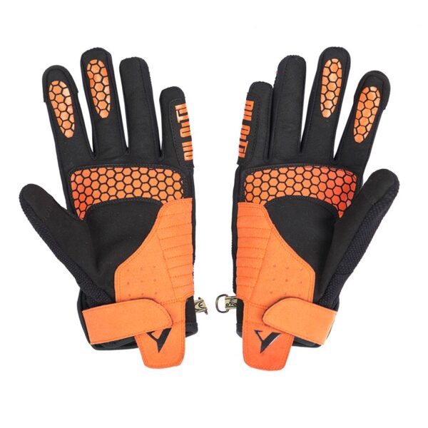 Vista delantera guantes de moto de la marca Gloves Sierra en naranja